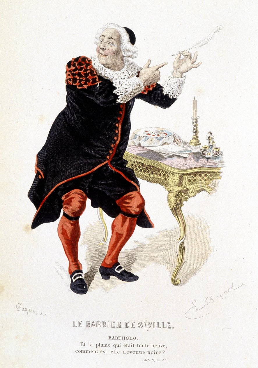 Bartholo i "" Barberen i Sevilla"" - i "" Complete Works of Beaumarchais"", tegninger av Emile Bayard, red. Laplace Sanchez & cie, Paris av Emile Antoine Bayard