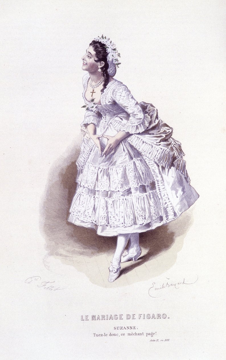 Komplett verk av Beaumarchais (1732-1799) av Edouard Fournier, Ed. Laplace, Sanchez et Cie, Paris 1876 (gravering) av Emile Antoine Bayard