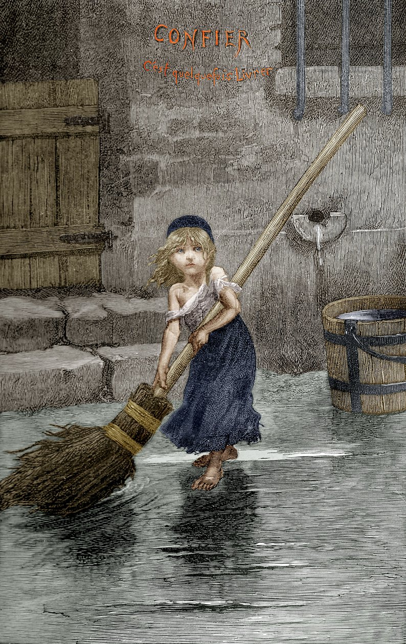 Cosette, illustrasjon fra "Les Miserables" av Victor Hugo, 1862 av Emile Antoine Bayard