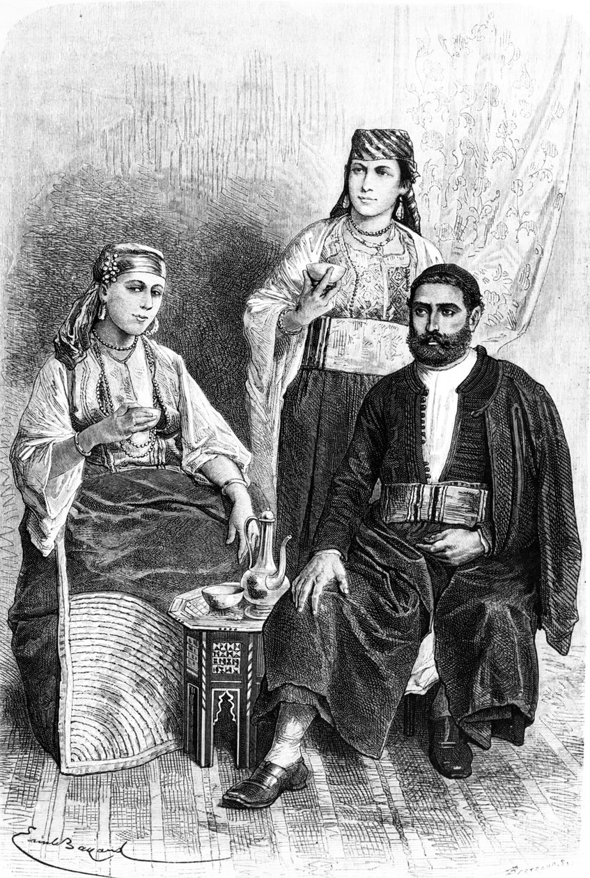 Jødiske mann og kvinner fra Tanger, 1878 av Emile Antoine Bayard