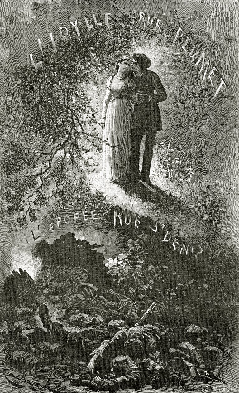 Marius og Cosette, 1800-tallet (bw-gravering) av Emile Antoine Bayard