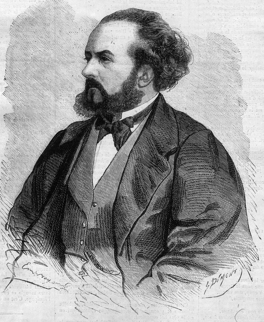 Portrett av Gustave Hippolyte (Gustave-Hippolyte) Roger (1815-1879), fransk tenor - tegning av Emile Bayard av Emile Antoine Bayard