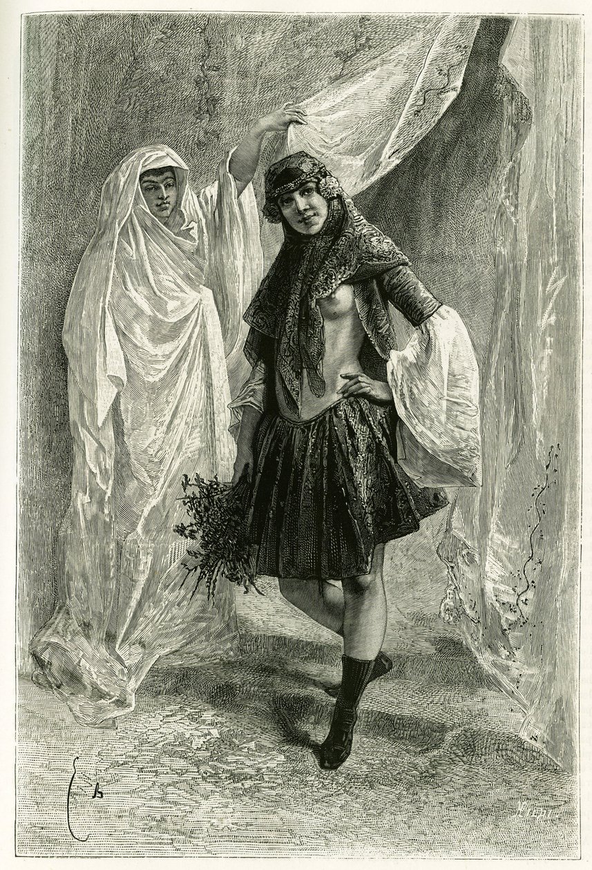 Portrett av Ziba Khanoum, persisk prinsesse. Gravering av E.Bayard, etter et fotografi, for å illustrere historien "" Persia, Chaldee og Susiane"" i 1881-1882, av Jane Dieulafoy (nee Magre) av Emile Antoine Bayard