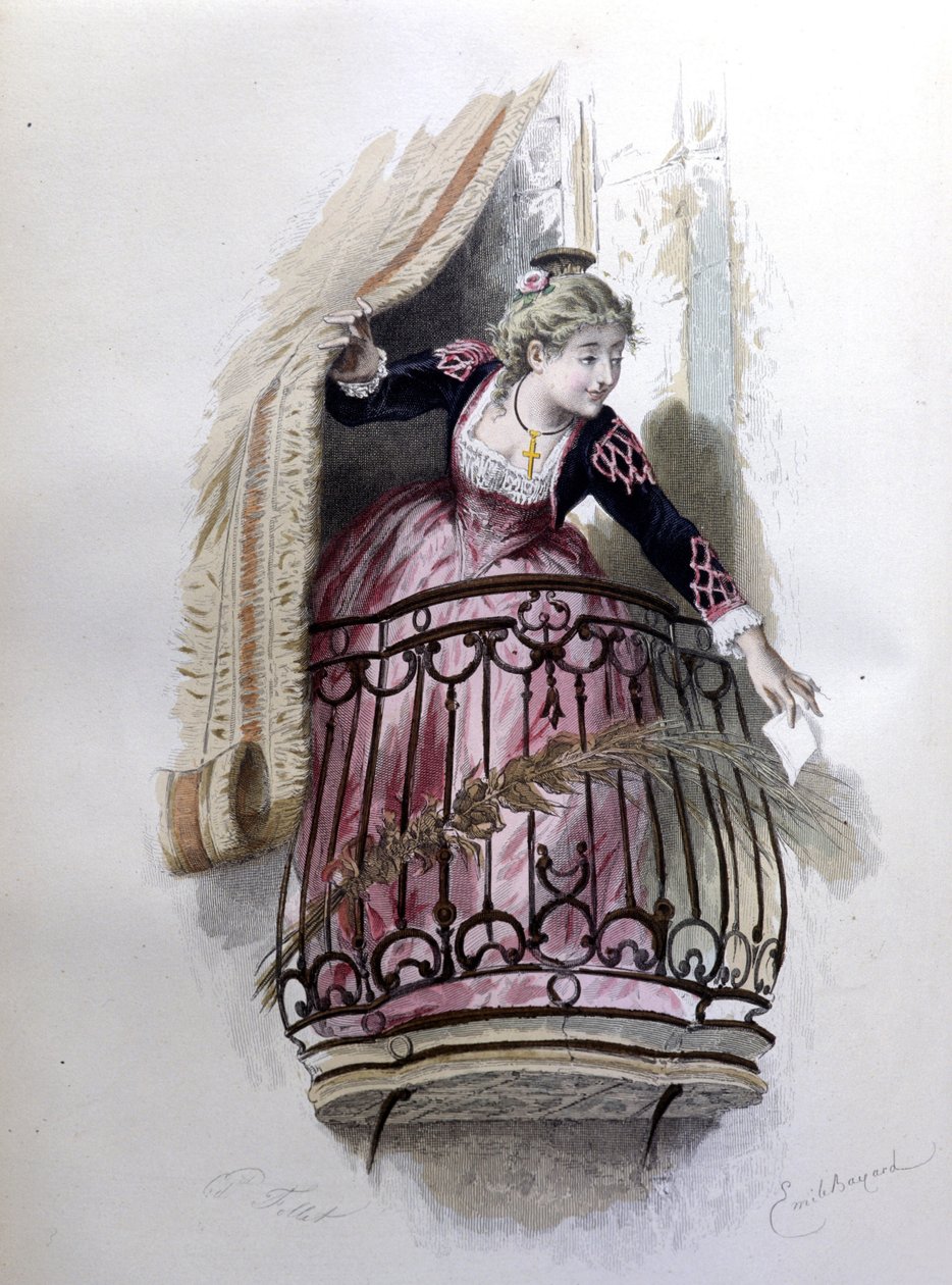 Rosine, karakter av Barberen i Sevilla de Beaumarchais (1732 - 1799) opprettet i 1773. Illustrasjon av Emile Bayard. av Emile Antoine Bayard