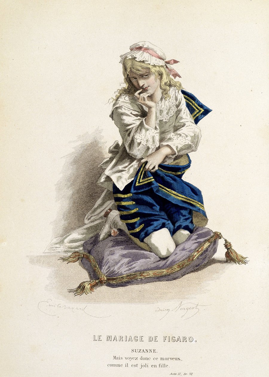 Suzanne i "" The Marriage of Figaro"" - i "" Complete Works of Beaumarchais"", tegninger av Emile Bayard, red. Laplace Sanchez & cie, Paris av Emile Antoine Bayard