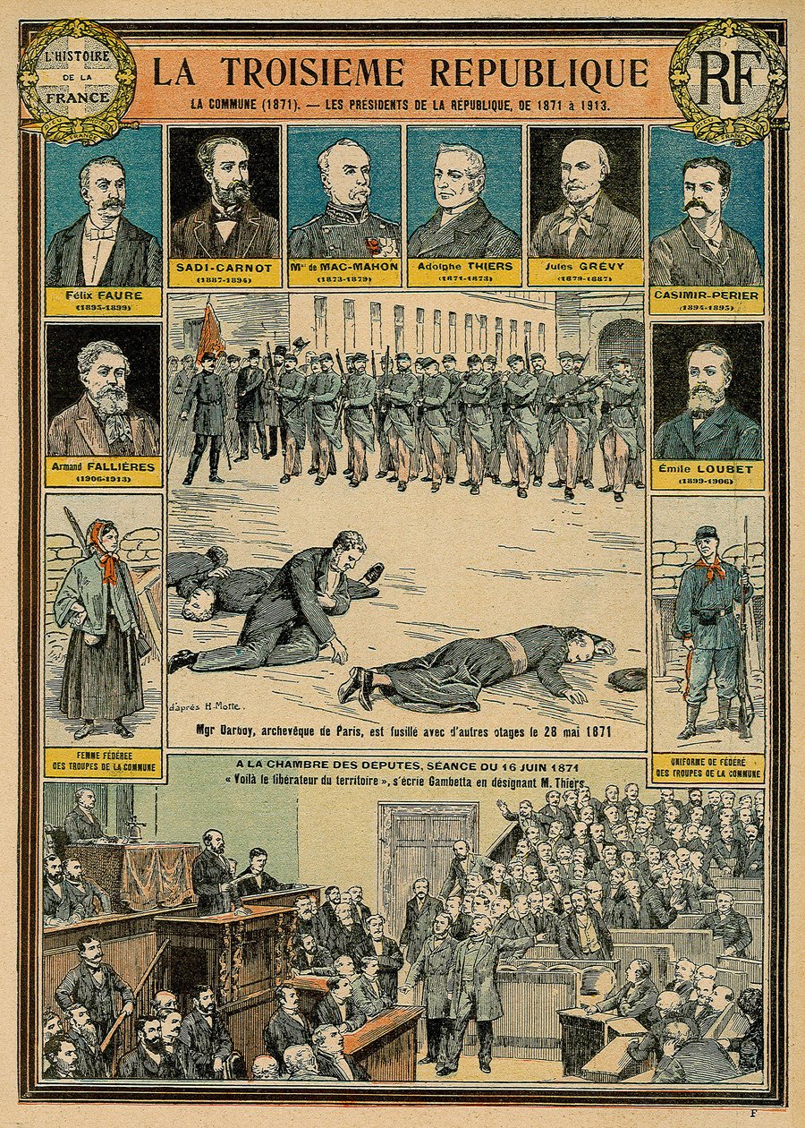 Den tredje republikken og dens presidenter fra 1871 til 1913 - Kommunen 1871 - Monsignor Darbois, Archeveque of Paris, ble henrettet, skutt med andre gisler 28. mai 1871 - sittende 16. juni 1871 i Deputerthuset: "Her er befrier av av Emile Antoine Bayard