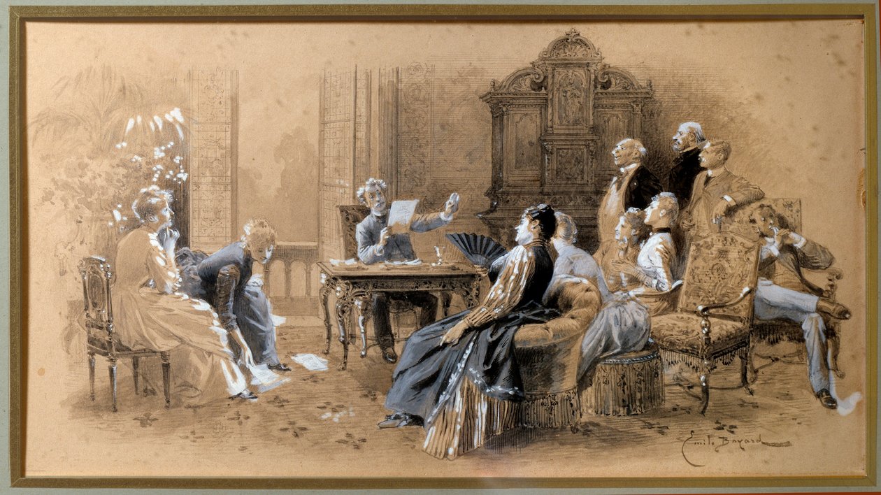 Forfatteren Alexandre Dumas Jr. (1824-1895) leser verkene hans Lavis d