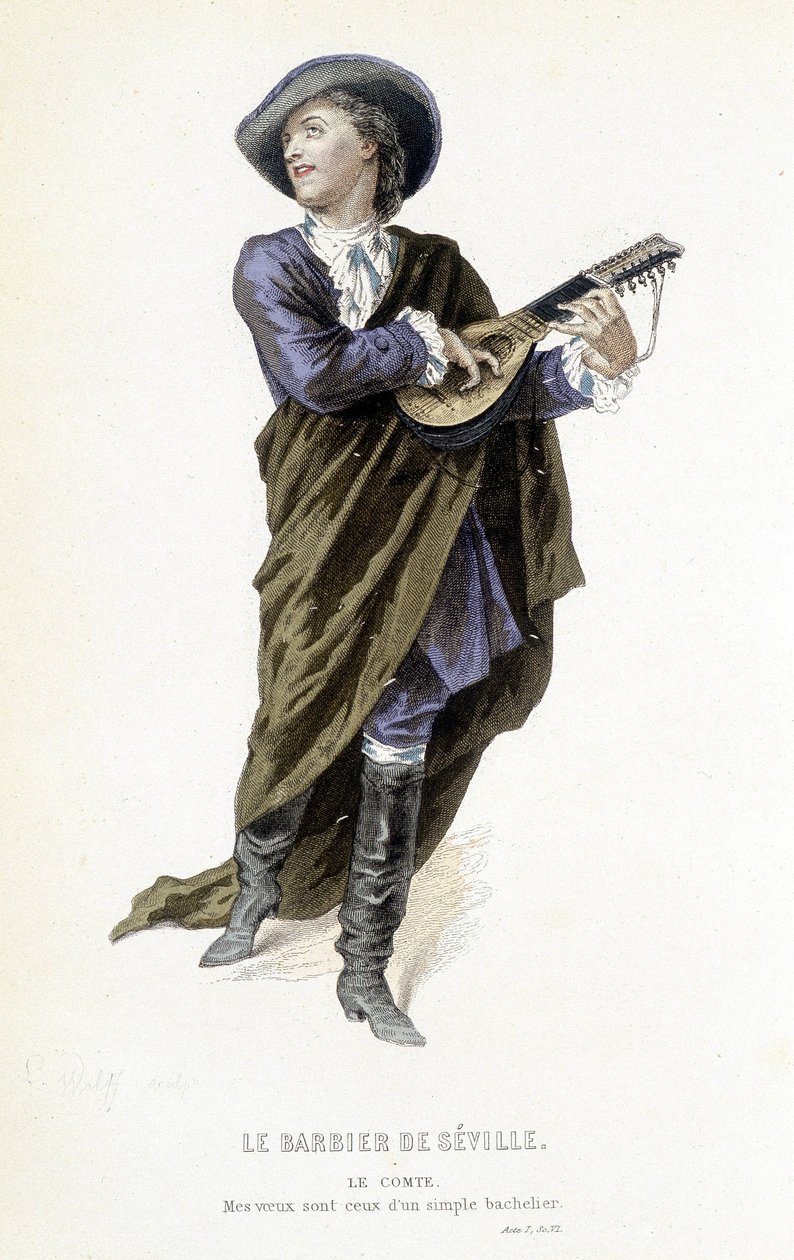grev Almavira i "Barberen i Sevilla" i "Complete works of Beaumarchais", red. Laplace Sanchez & cie, Paris av Emile Antoine Bayard