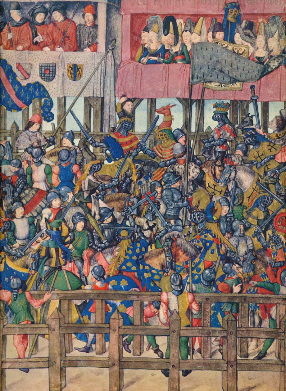 Slutt på turneringen i Brugge, 11. mars 1392, ca. 1400-tallet, 1937 av Emile Aurele van Moe