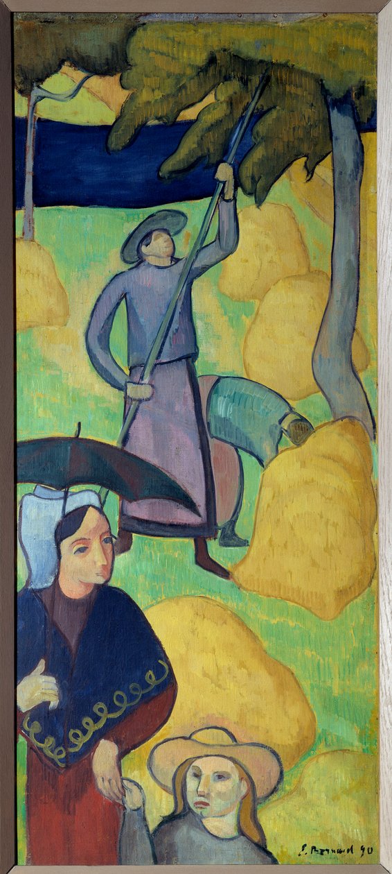 Epler som vrimler. Plukke epler fra en frukthage. Maleri av Emile Bernard (1868-1941) av Emile Bernard