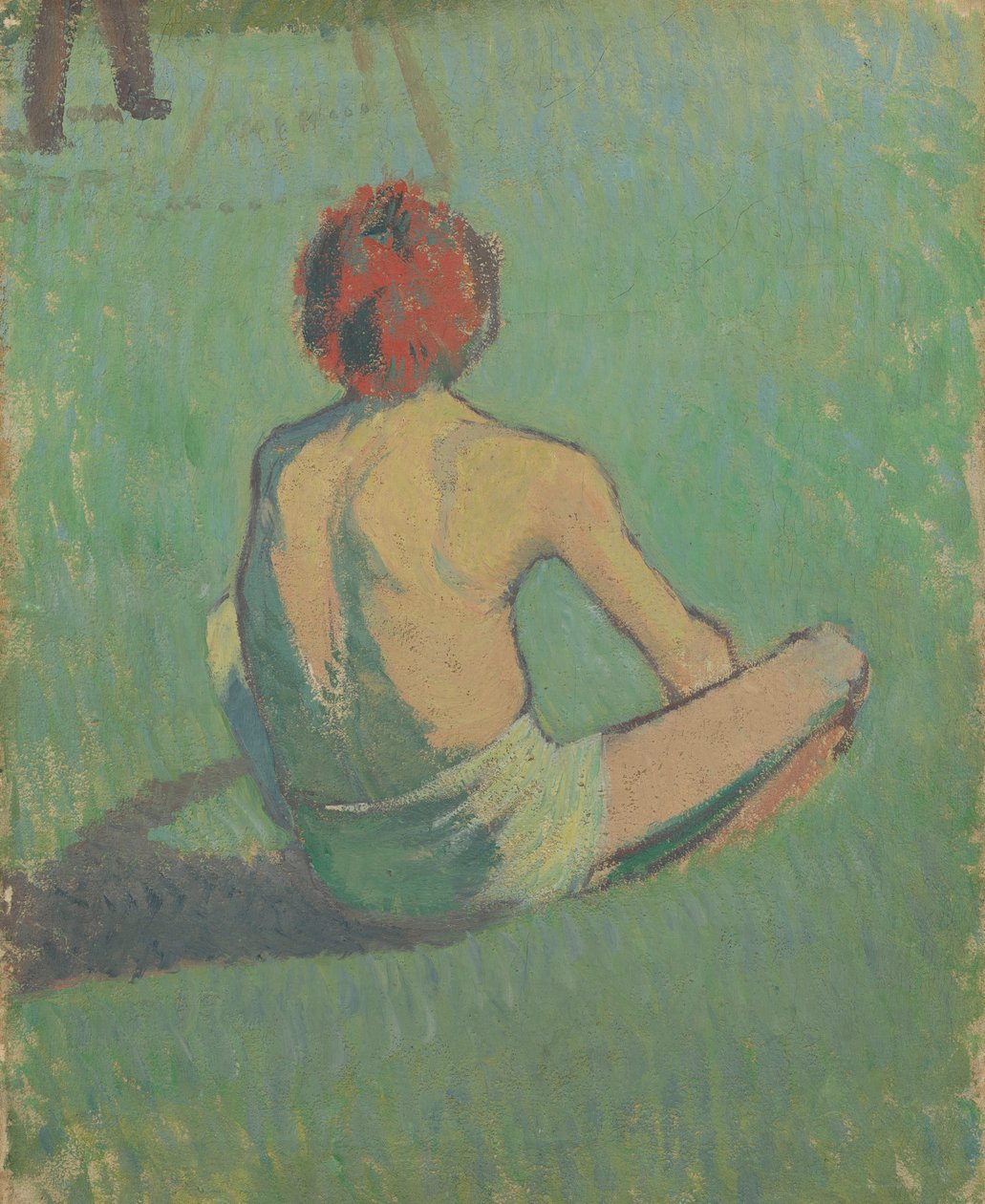 Gutt sitter i gresset, 1886 av Emile Bernard