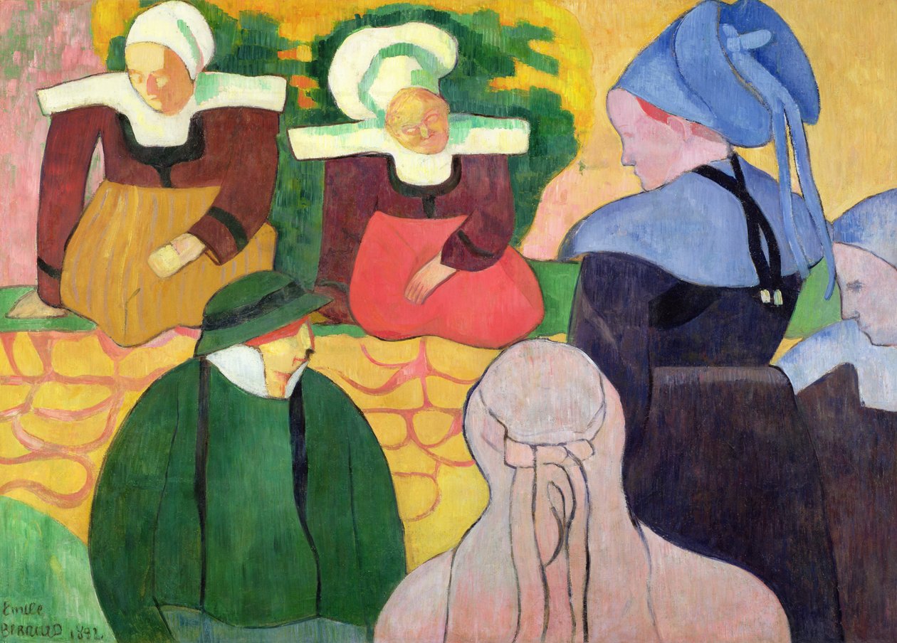 Bretonske kvinner på en vegg av Emile Bernard