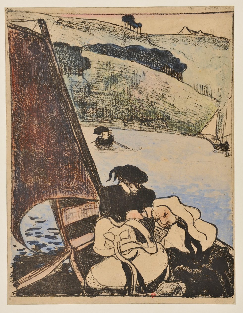 Bretonere i en båt på Aven av Emile Bernard