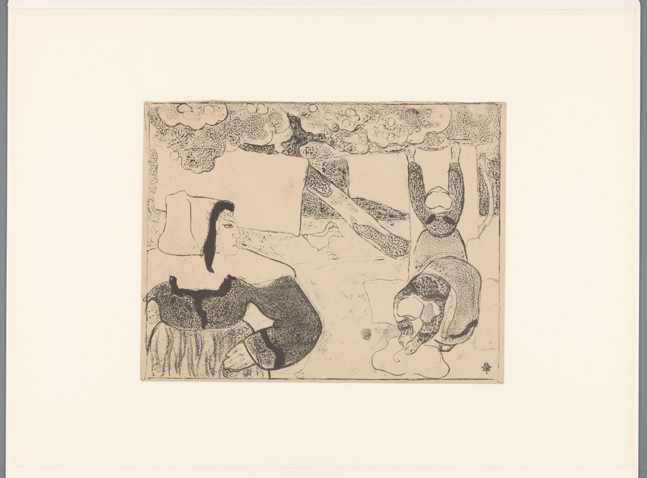 Tre bretonske kvinner henger opp klesvasken Le linge Bretonske kvinner (serietittel) Bretonnes (serietittel) av Emile Bernard