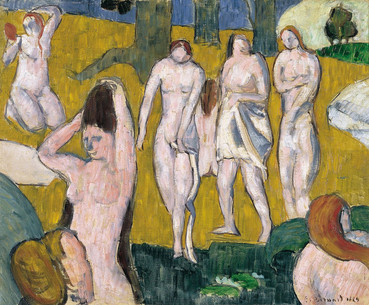 Femmes au bain - Kvinner som bader - Maleri av Emile Bernard (1868-1941) - 1889 - Olje på lerret - 47x57,2 - Thyssen-Bornemisza-samlinger av Emile Bernard