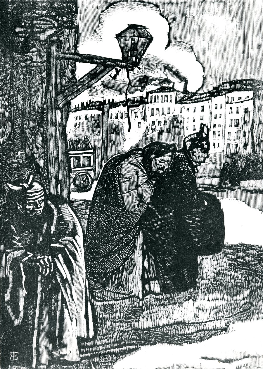 Illustrasjon til dikt av Charles Baudelaire (1821-67) (tresnitt) (s/hvitt foto) av Emile Bernard
