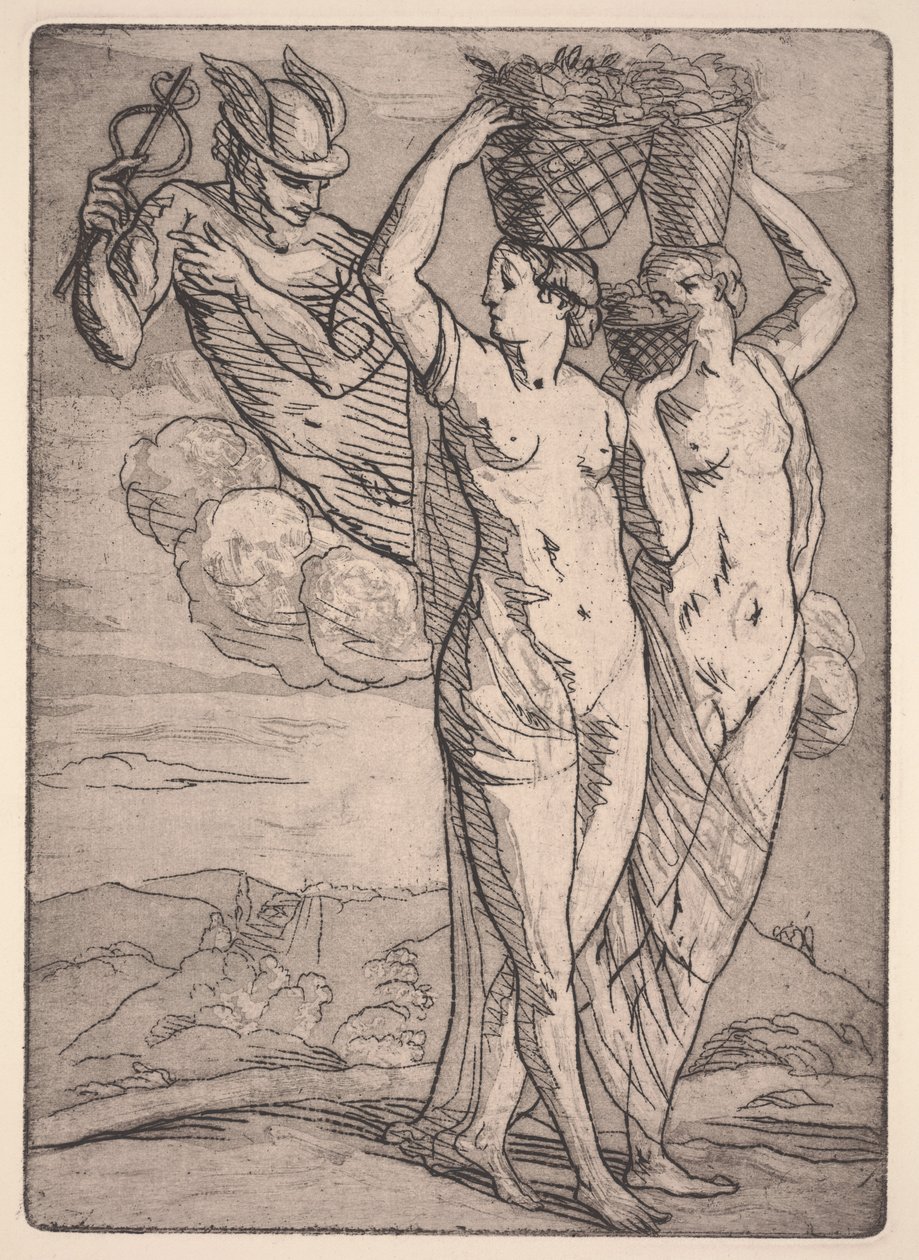 Mercury and Two Women (etsing og akvatint) av Emile Bernard
