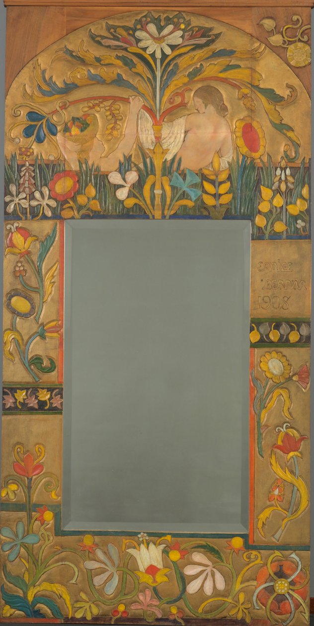 Speilramme dekorert med planter, blomster og to kvinnefigurer, 1908 av Emile Bernard