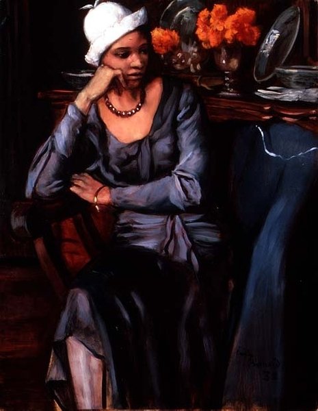 Negress with a Cloche Hat (olje på lerret) av Emile Bernard