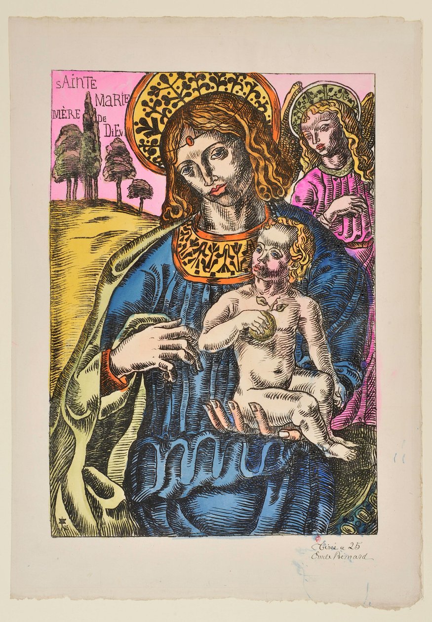 Sainte Marie Mutter Gottes: Die Jungfrau und der Engel mit Nimbus av Emile Bernard