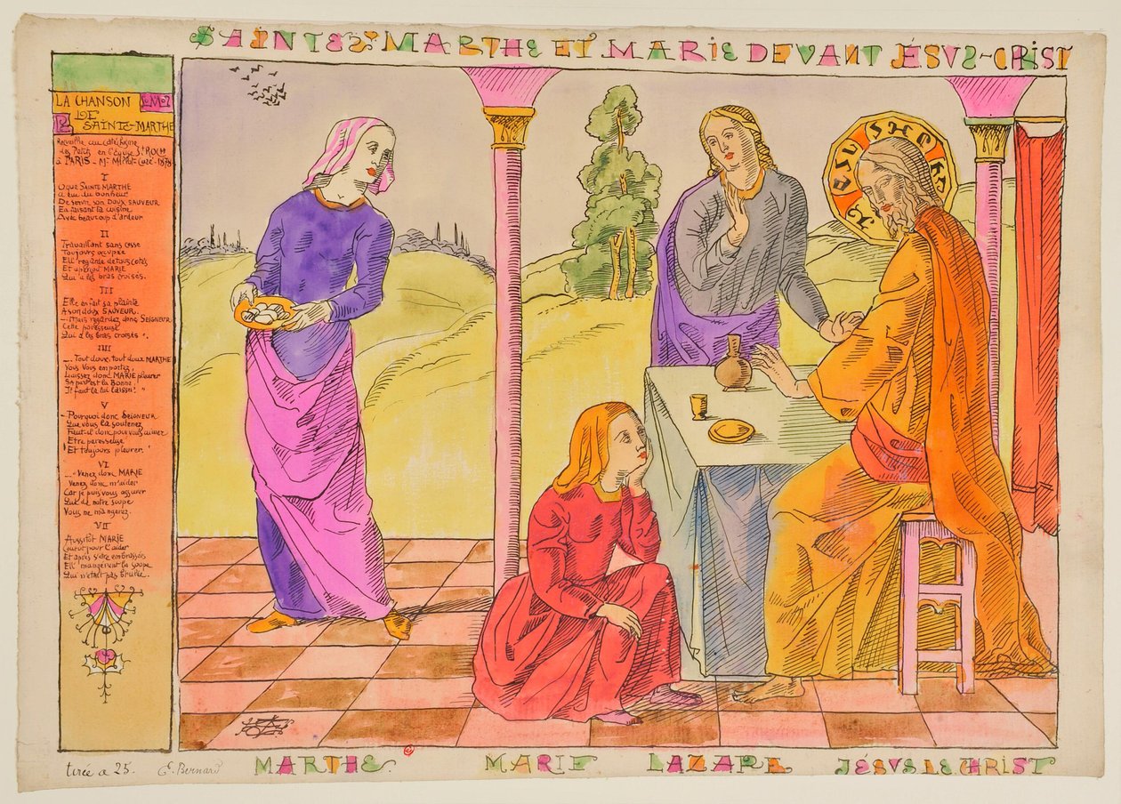 Den hellige Marta og Maria foran Jesus Kristus av Emile Bernard