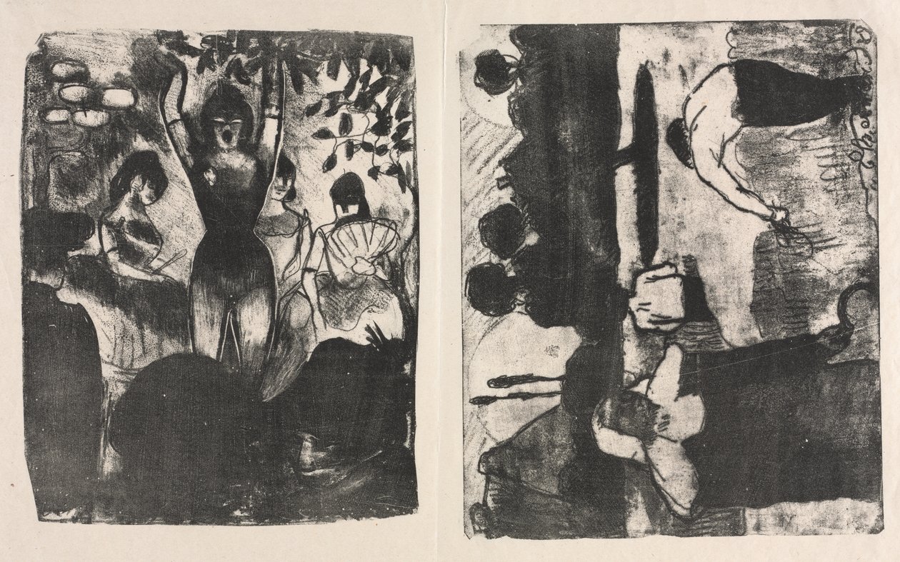 Sanger på Café-Concert og The Harvesters (Les Moissonneurs) av Emile Bernard