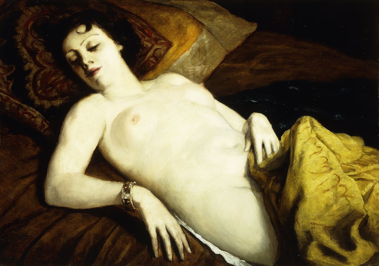 Sove naken med armbånd; Nu Couche au armbånd, 1930 av Emile Bernard