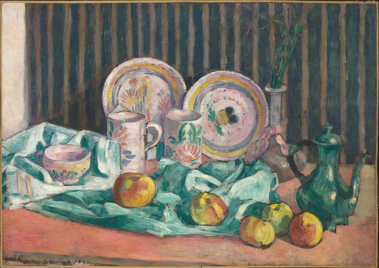 Stilleben med epler og fruktretter, ca. 1906 av Emile Bernard