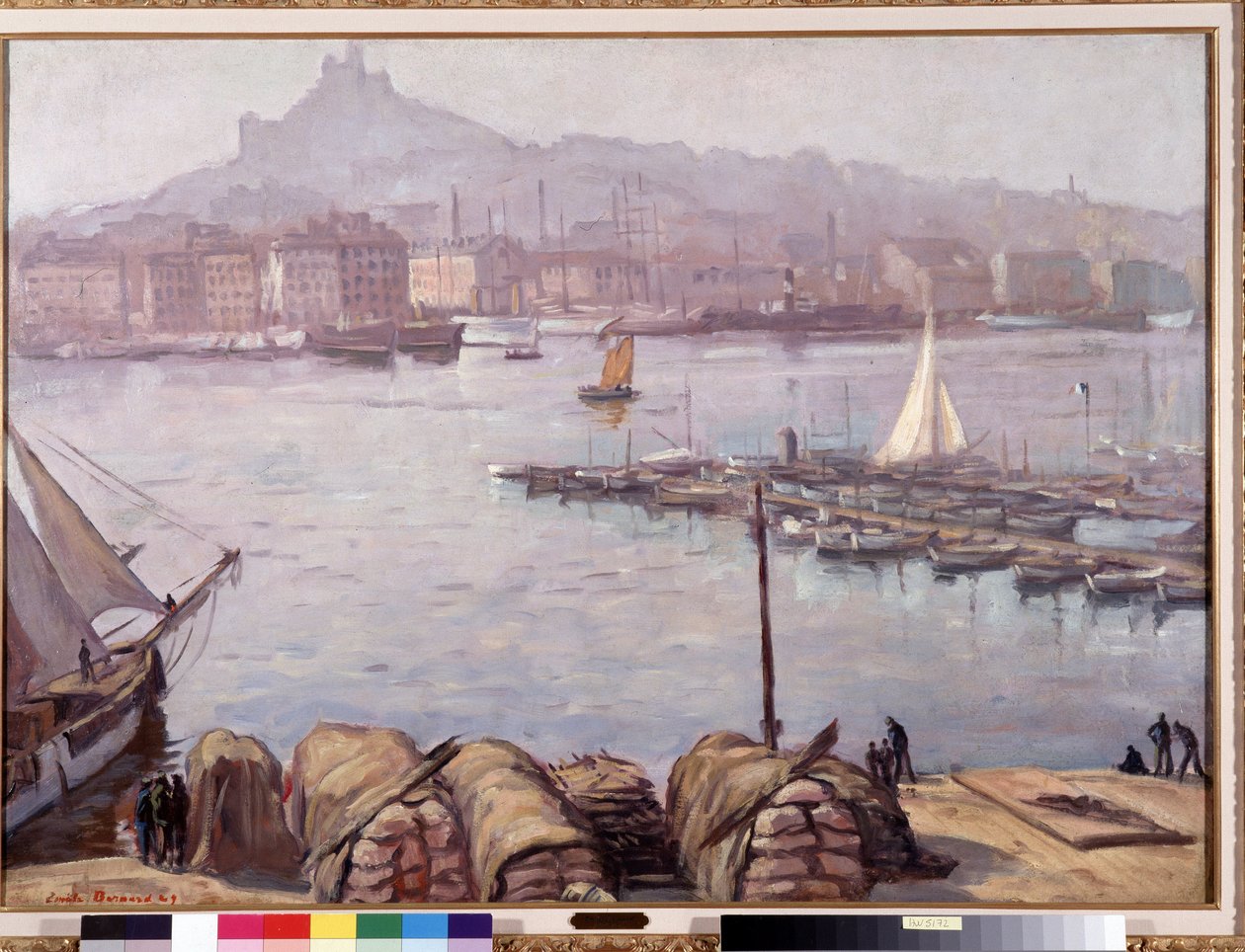 Den gamle havnen i Marseille og Notre Dame de la Garde (Notre-Dame-de-la-Garde), også kalt den gode mor”” Maleri av Emile Bernard (1868-1941) 1929 Dim. 77,5x107 cm Obligatorisk omtale: Samlingsstiftelsen hilsen Provence, Marseille av Emile Bernard