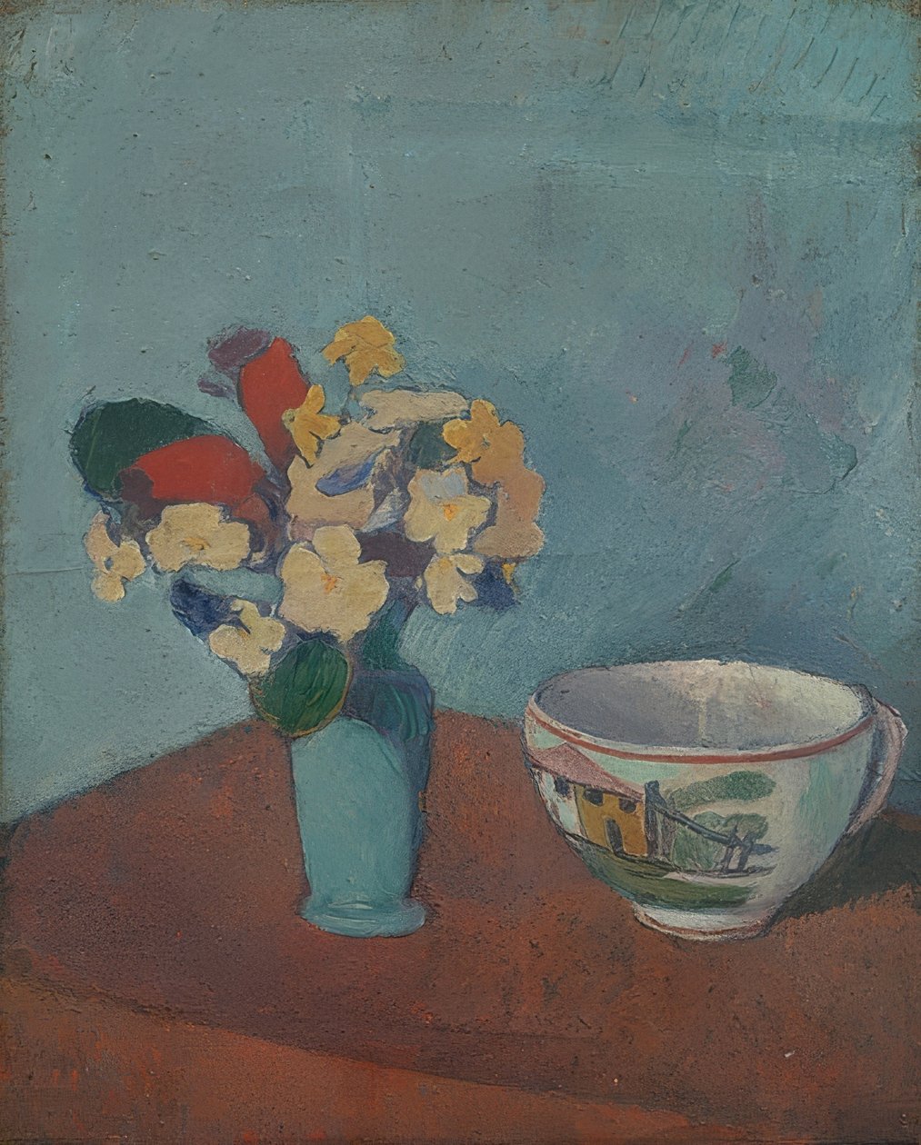 Vase med blomster og kopp. 1887-88 av Emile Bernard
