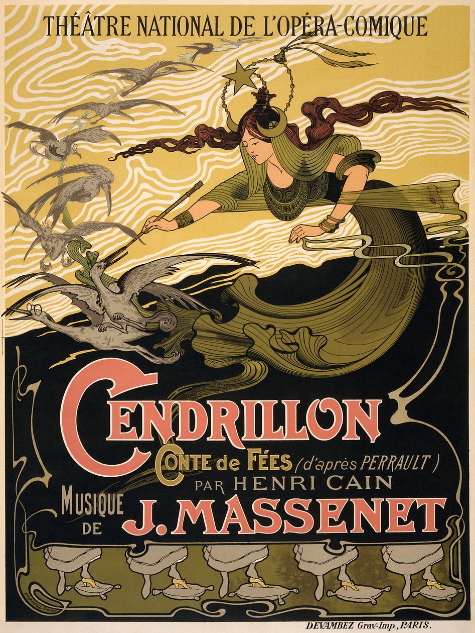 Plakat for Operaen Cendrillon av Jules Massenet av Émile Bertrand