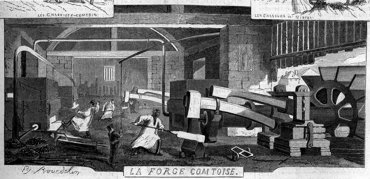 Forges de la Franche Comte: internal view of the factory of Rans, Jura (39) av Emile Bourdelin