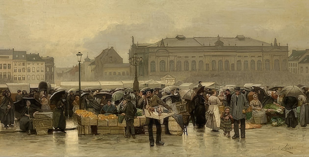 Markedet foran teatret i Antwerpen av Emile Claus