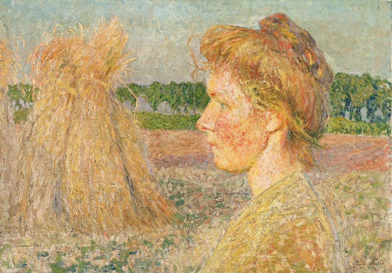 Kvinneprofil og kornnek av Emile Claus