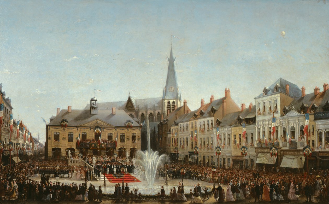 Seremoni for innvielsen av vannet i Lysen i Tourcoing i 1863, 1864 av Emile Defrenne
