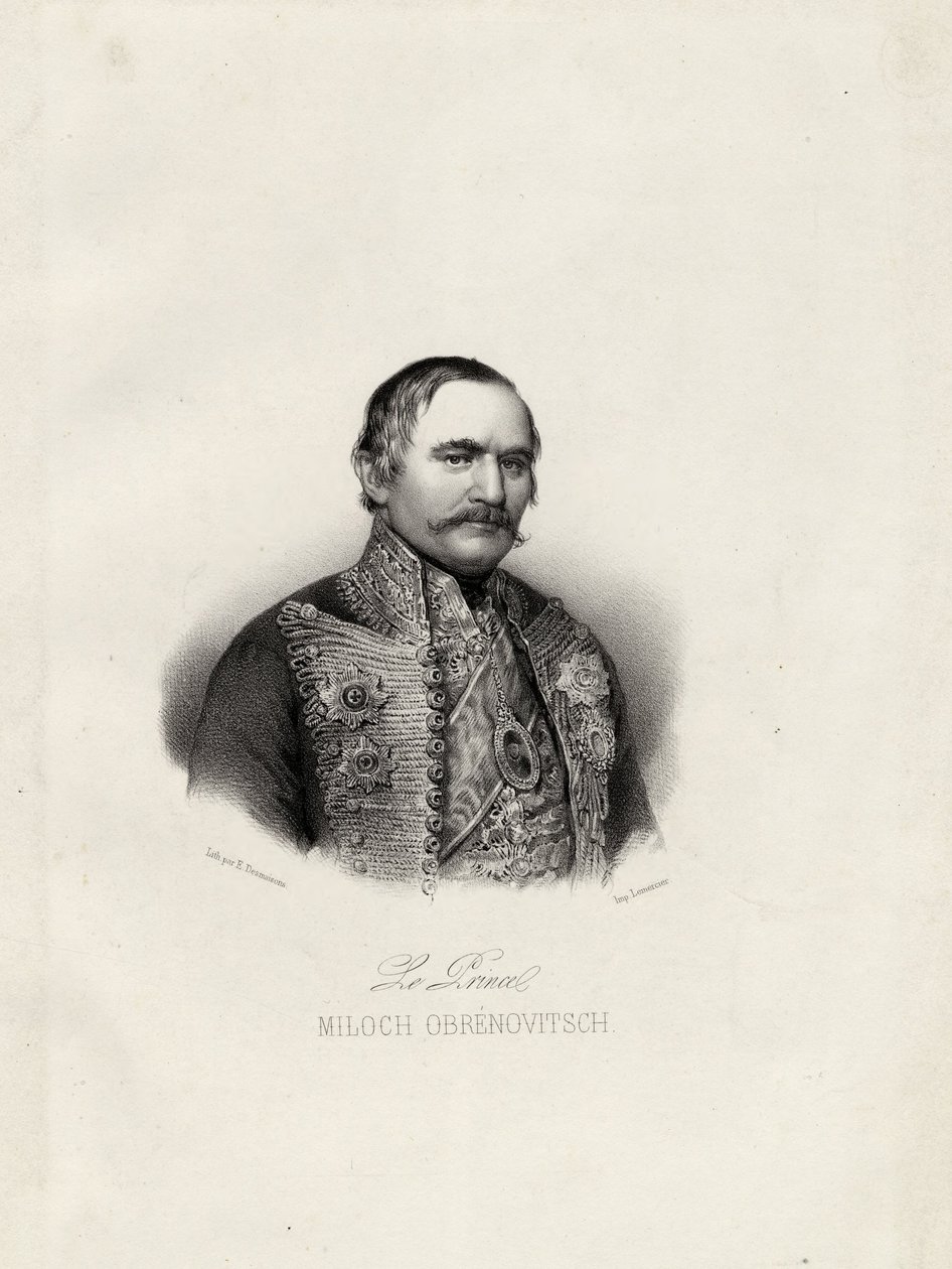 Milo Obrenovic I 1780-1860, prins av Serbia, ca. 1838 av Emile Desmaisons
