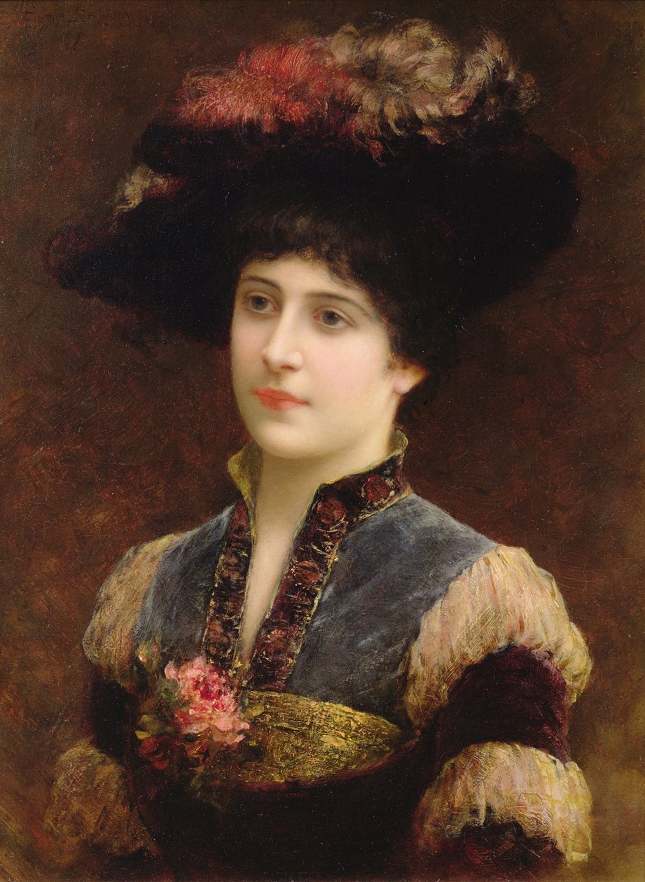 Lady in a Hat, 1887 av Emile Eismann Semenowski
