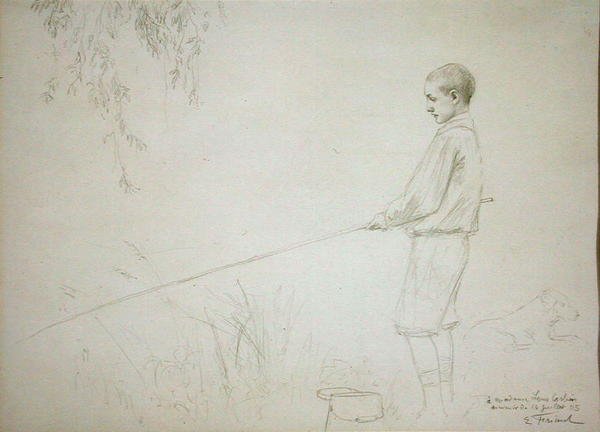 Ung gutt fiske av Emile Friant