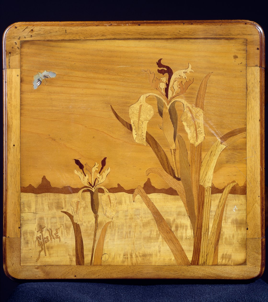 Bord i jugendstil, av Emile Galle (1846-1904), valnøtt med finerfinish og ulike treslag, detalj, Frankrike, 1900-tallet av Emile Galle
