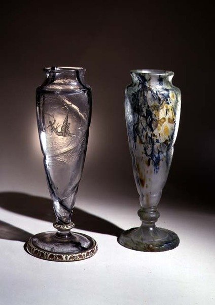 Graverte intercalaire glassvaser, 1800-tallet av Emile Galle