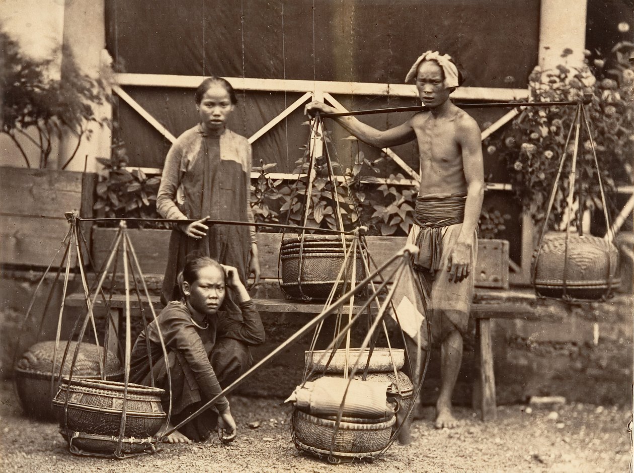Frukthandlere, Cochinchina, 1866. av Emile Gsell