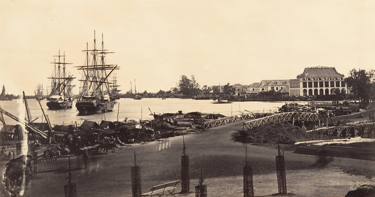 Utsikt over etableringen av Imperial Messageries, 1866. av Emile Gsell