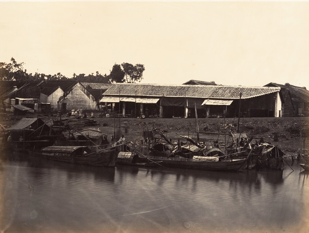 Utsikt over den kinesiske byen Cholen-ark nr. 2, Saigon, Cochinchina, 1866. av Emile Gsell