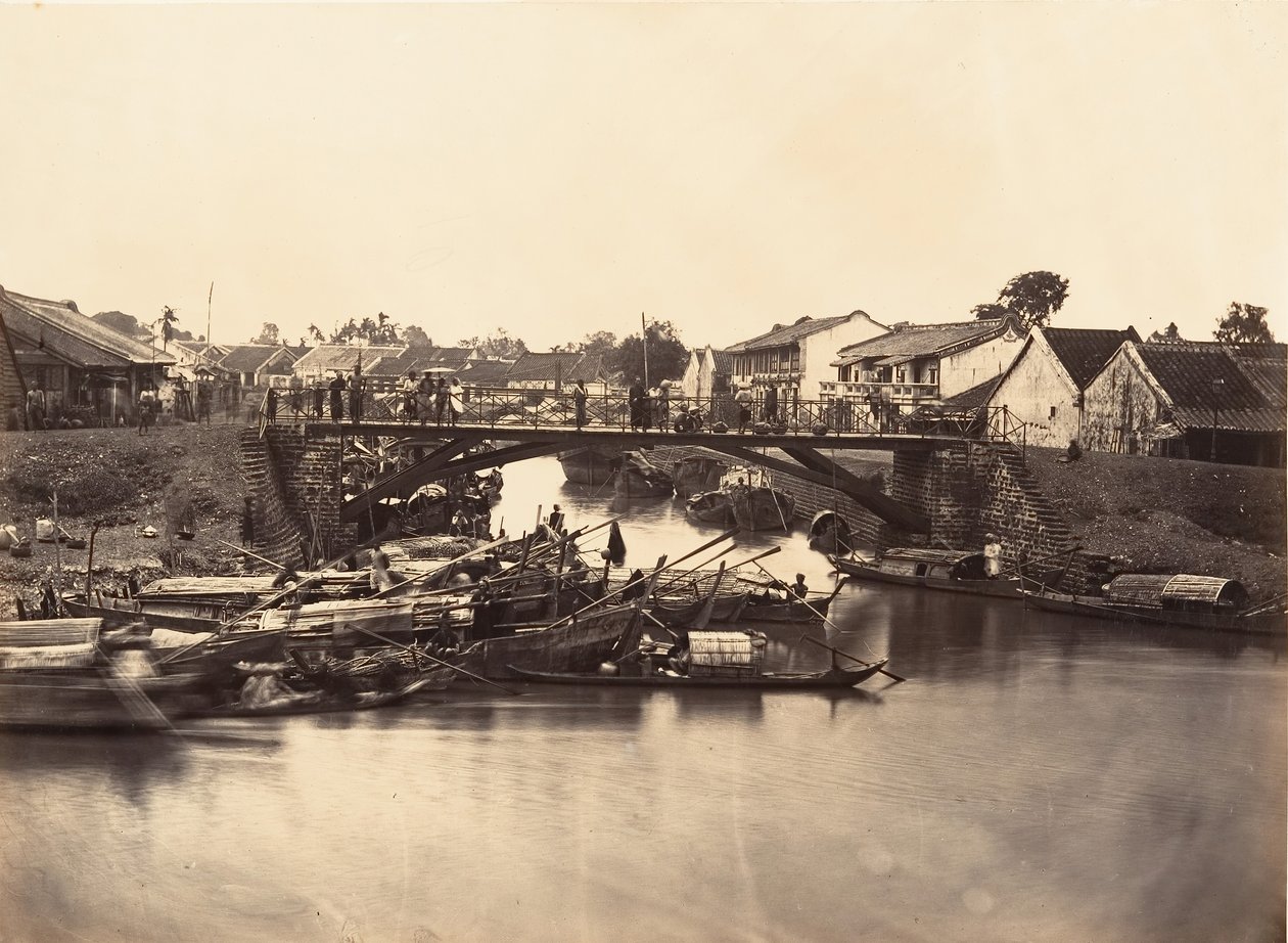 Utsikt over den kinesiske byen Cholen-ark nr. 2, Saigon, Cochin Kina, 1866. av Emile Gsell