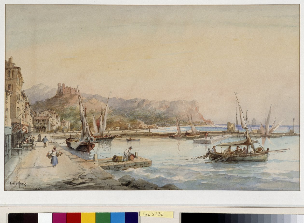 Utsikt over havnen i Cassis Akvarell av Emile Henry (1822-1920) Fondation regards de Provence, Marseille av Emile Henry