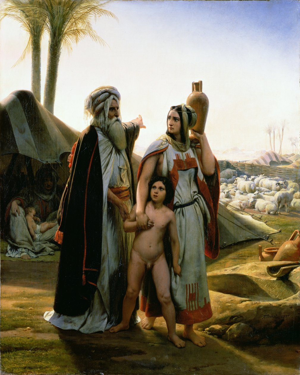 Abraham vender Hagar bort, 1837 av Emile Jean Horace Vernet