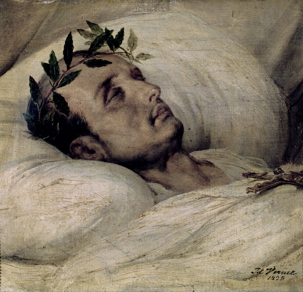Napoleon I (1769-1821) på sitt dødsleie av Emile Jean Horace Vernet
