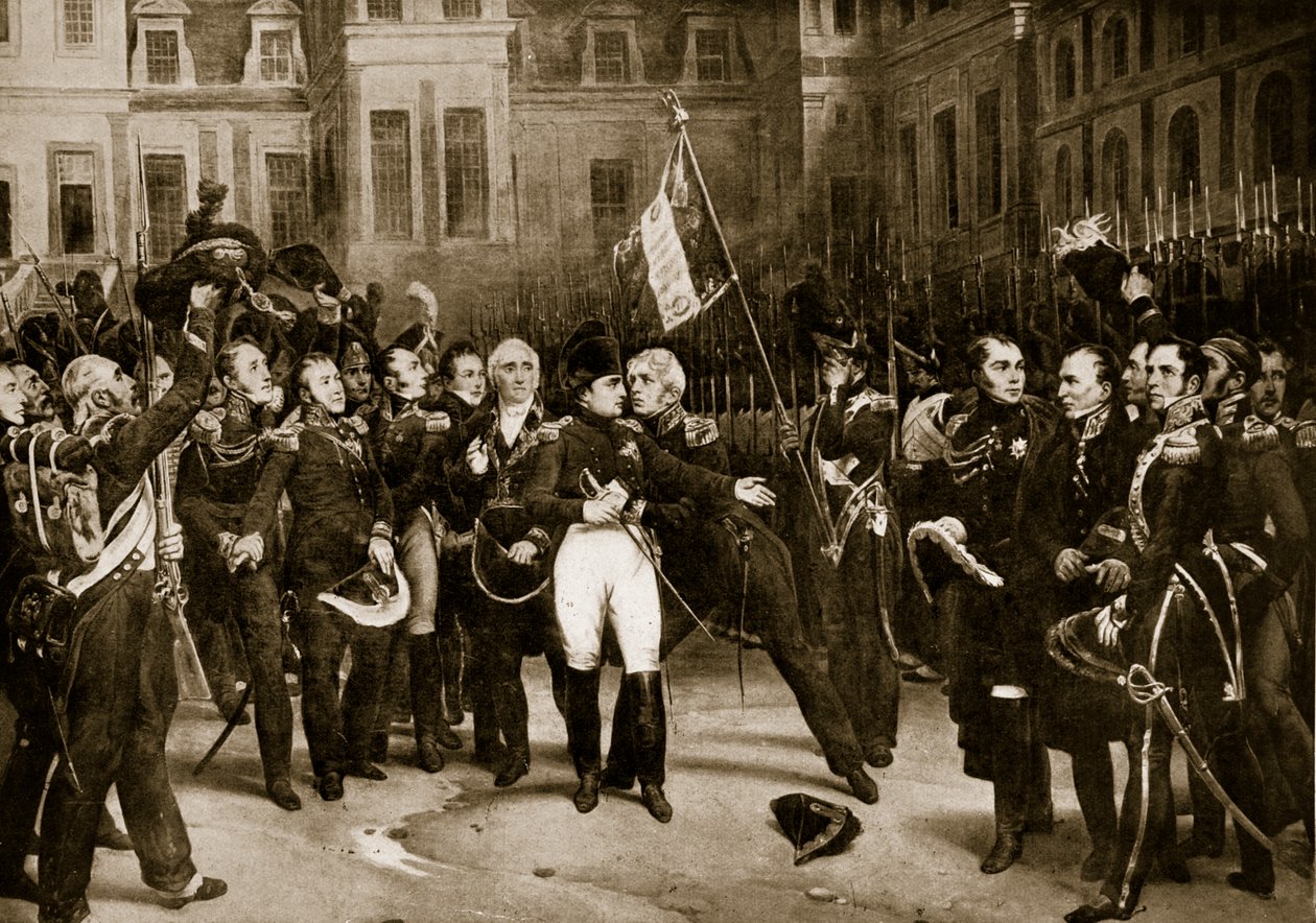 Napoleons farvel til sine generaler i Fontainbleau, 1814, illustrasjon fra 