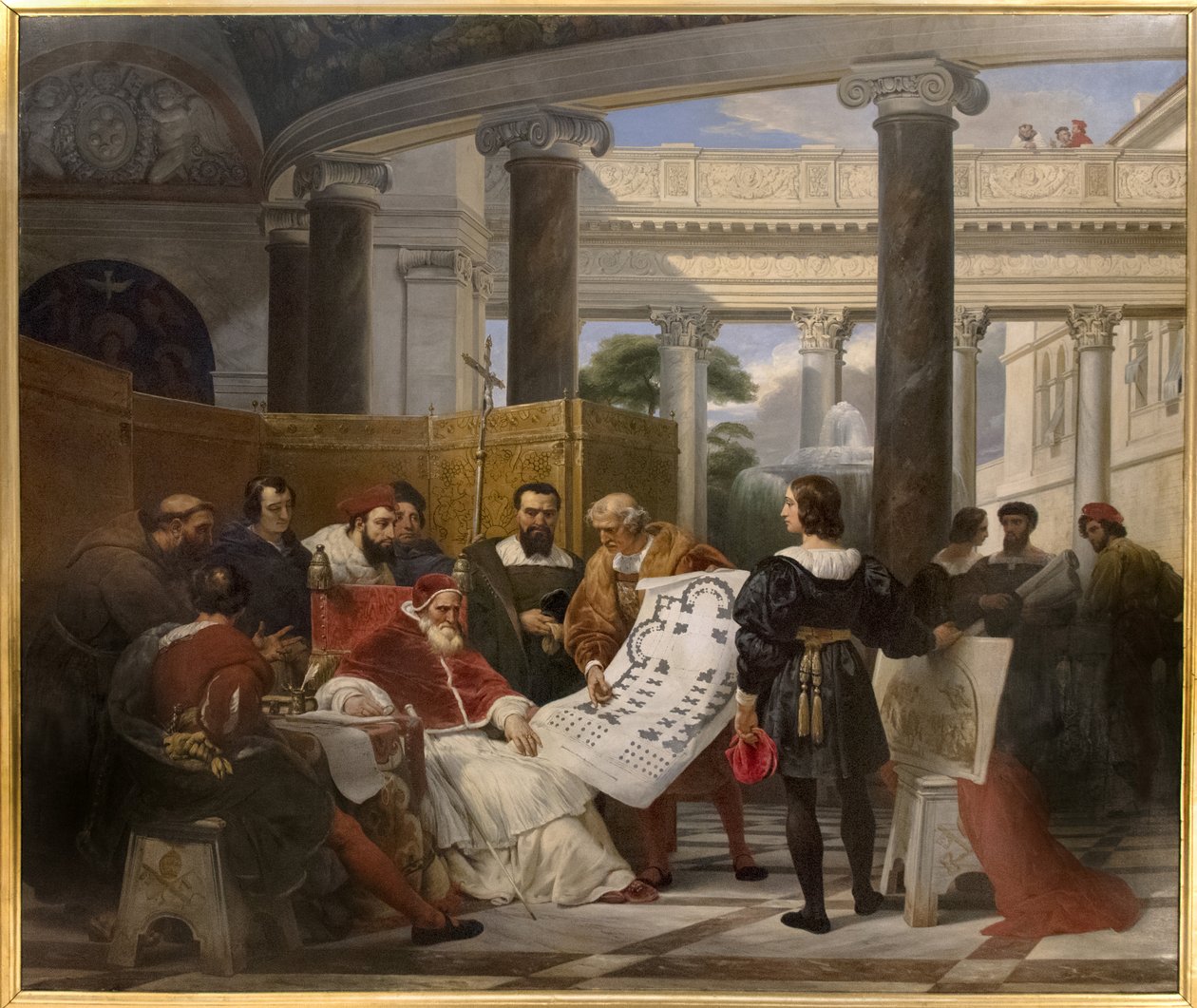 Pave Julius II beordret arbeidet til Vatikanet og Saint Peter i Bramante, Michael Angel og Raphael av Emile Jean Horace Vernet