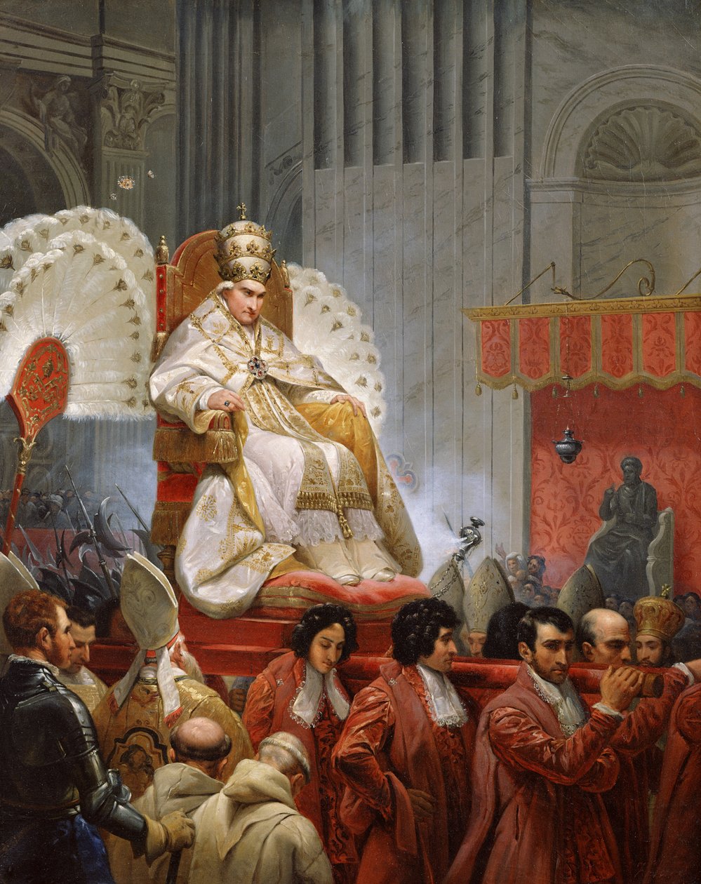 Pave Pius VIII (1761-1830) i St. Peters på Sedia Gestatoria (se også 240240) av Emile Jean Horace Vernet